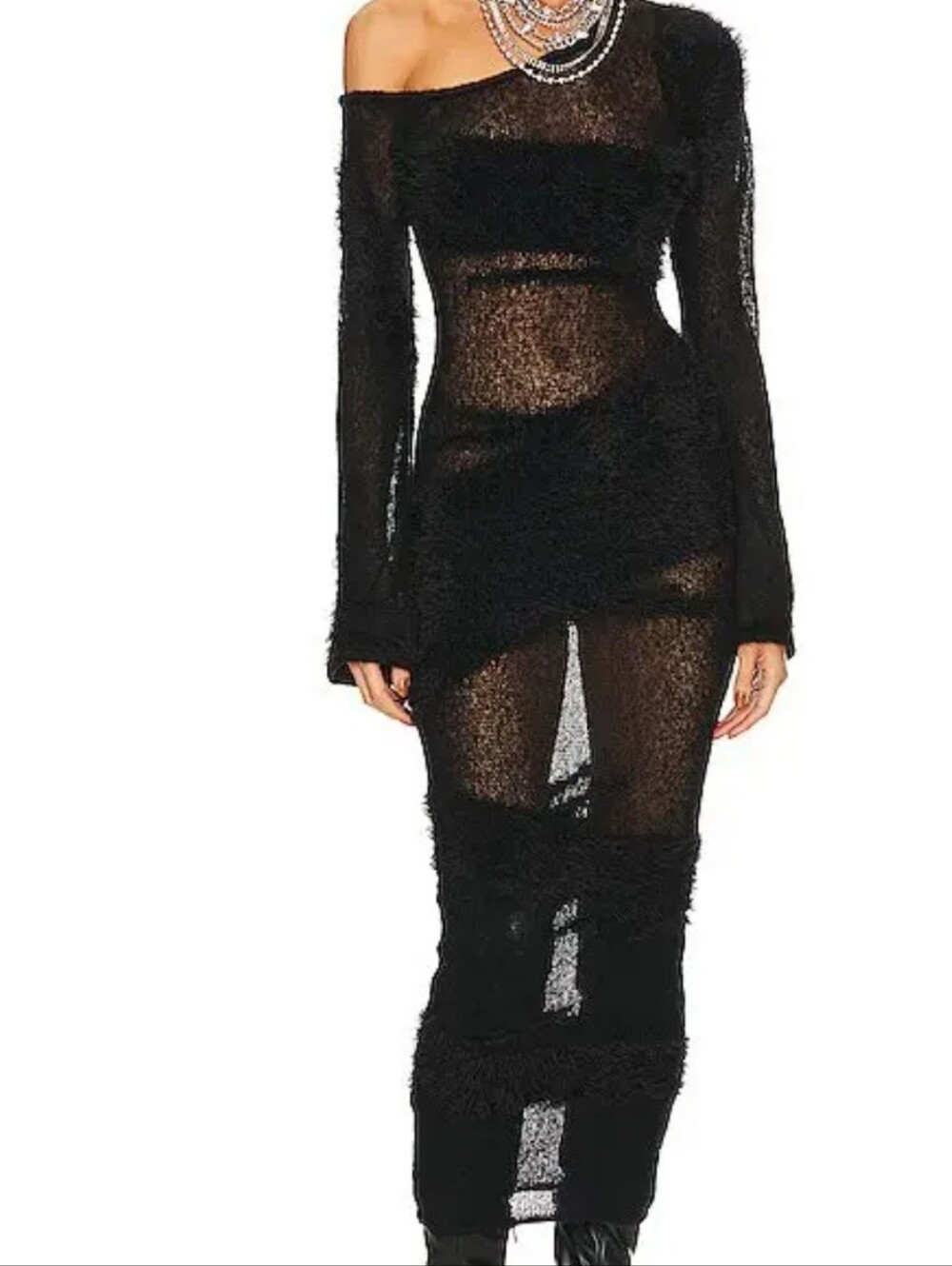 NBD Conga Mixed Yarn Midi Dress in Black NBD Medium
